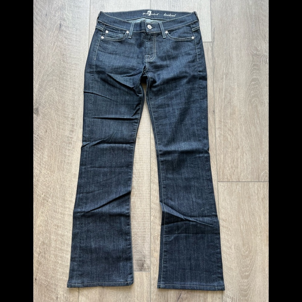 7 For All Mankind Embellished Pocket Bootcut Jeans in Dark Wash Size 26